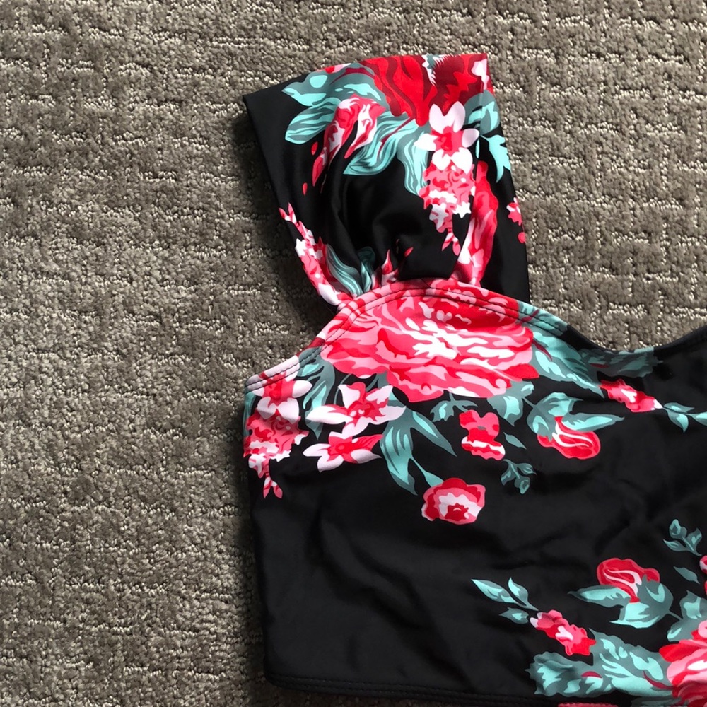 2 piece Pink Floral Bathing Suit - Picture 2 of 2